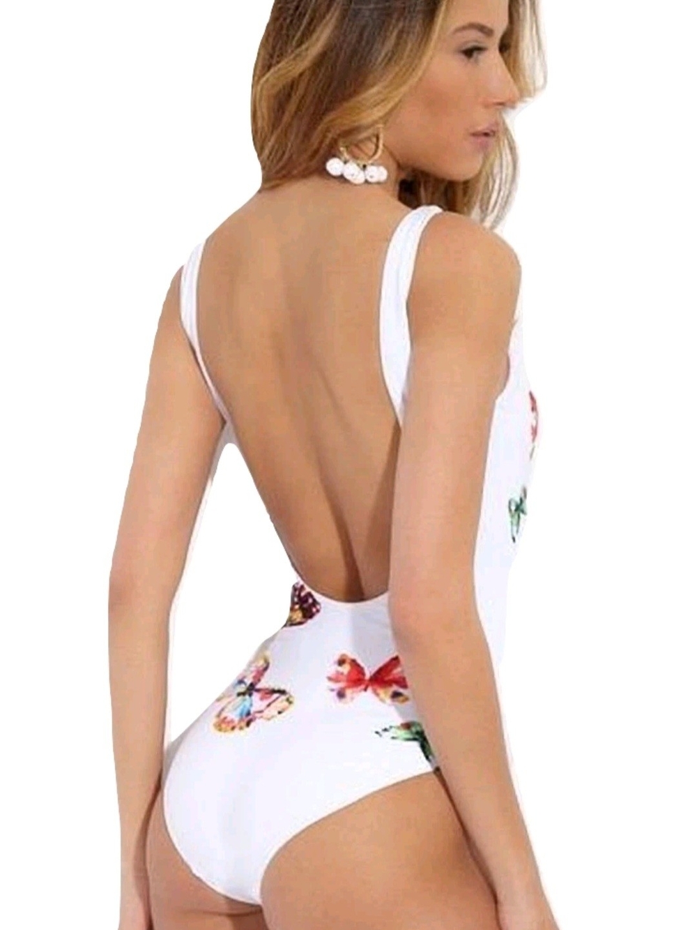 Onia Kelly White One-Piece Swimsuit with Multicolor Butterfly Print Size S - Picture 3 of 11